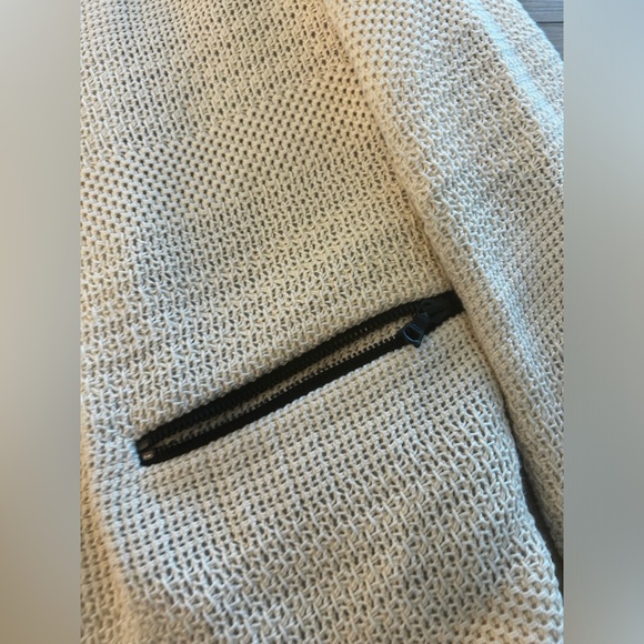 Sandro Cotton Ecru Zip Up Blazer Jacket - Picture 3 of 7